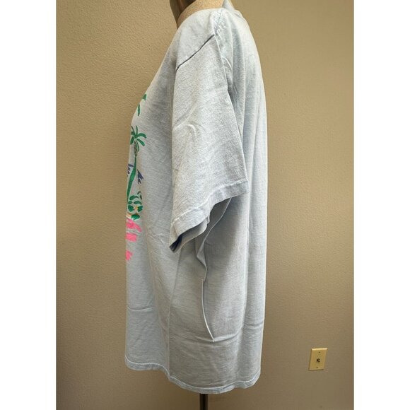 VTG Ken Done Art 80s Graphic Palm Tree SUN Flower NEON T-shirt PUFF PAINT - Picture 5 of 13